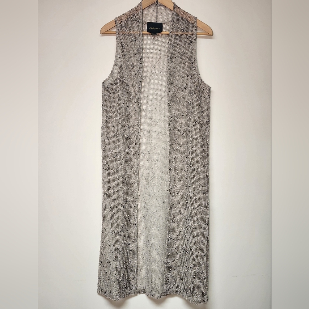 Funky Soul Knitted Fishnet Sleeveless Duster Long Vest Artsy Indie Small